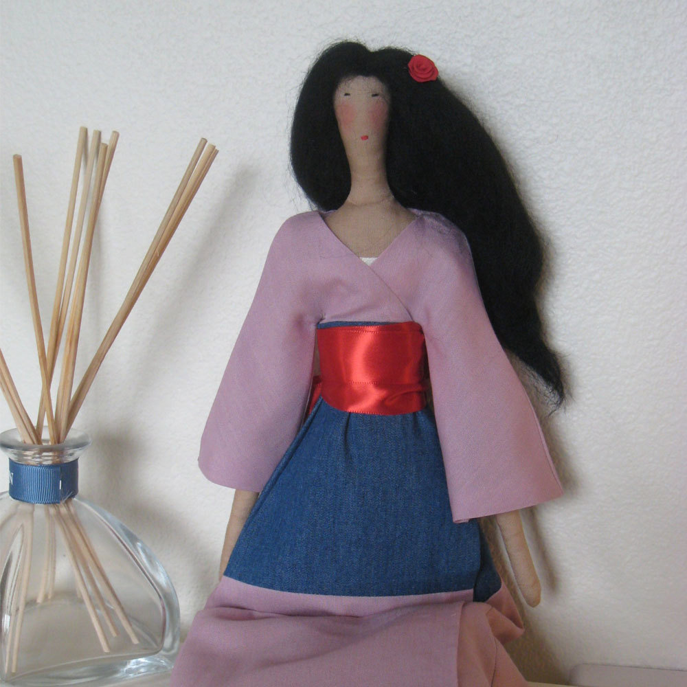 Fabric Art Tilda Doll "mulan" - Made To Order